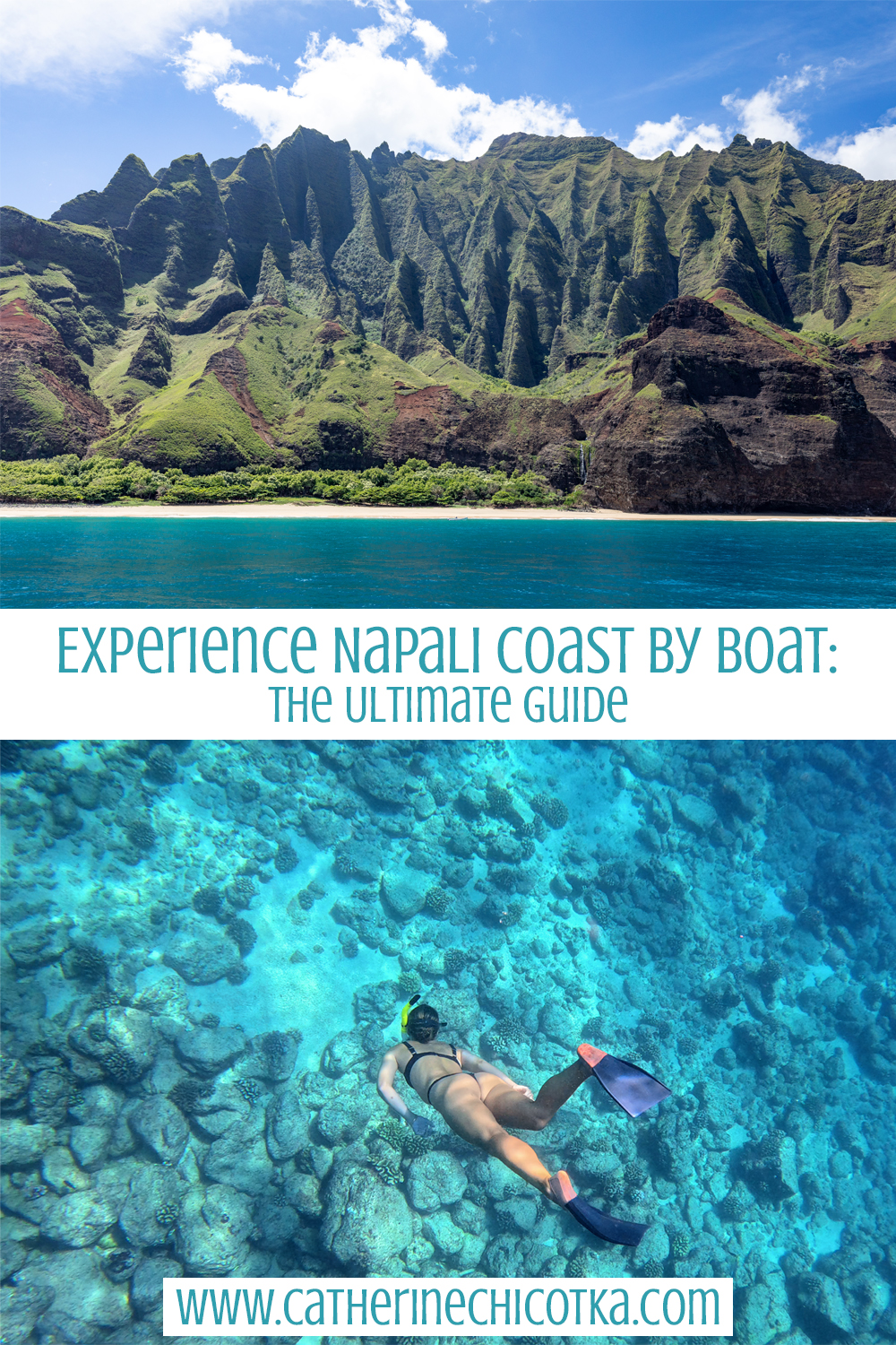 Experience Napali Coast by Boat | Blue Dolphin Charters | Deluxe Morning Snorkel Napali Coast Boat Tour | Catamarans Kaua'i | Napali Coast Kaua'i | Kauai | Catherine Chicotka